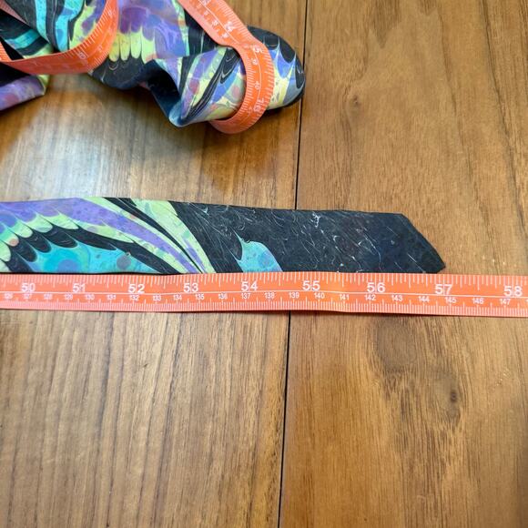 Moth Hand Marbled Silk Necktie Abstract Swirl Watercolor Sausalito, California - Picture 6 of 7